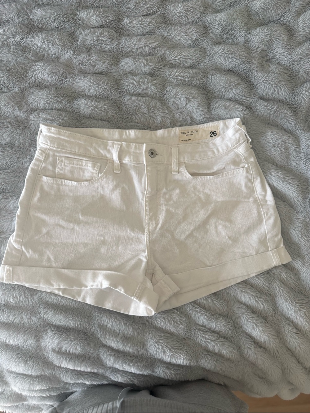 Rag & Bone Dylan White Denim Roll-Cuff Shorts